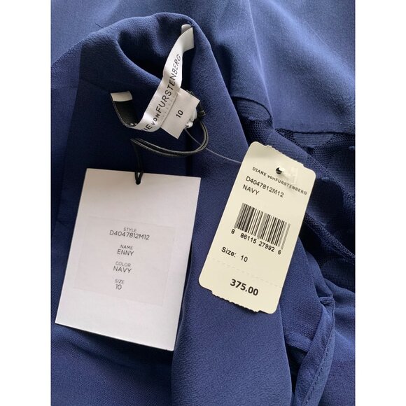 Diane Von Furstenberg Navy Sheer Polka Dot Lace Shift Dress Size 10 - Picture 11 of 11